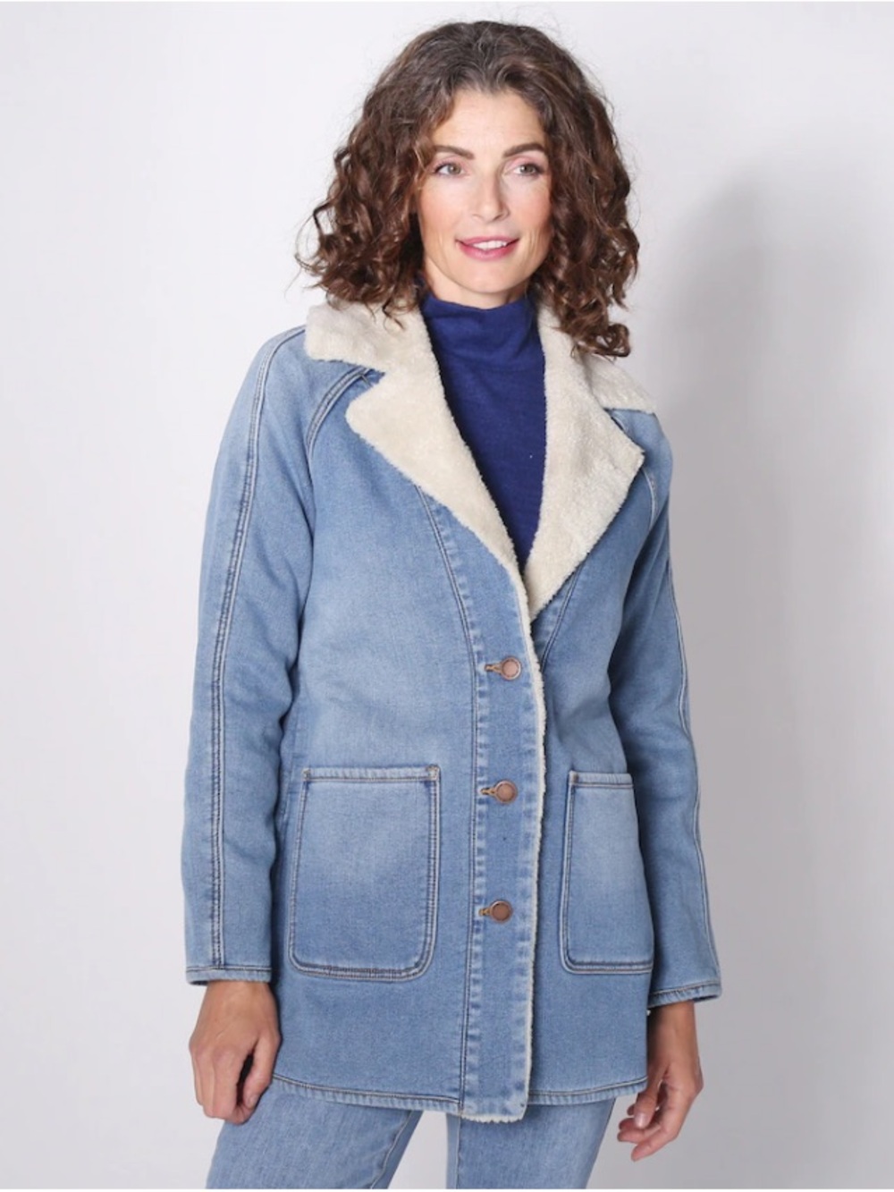 NWT Diane Gilman Sherpa Denim Jacket